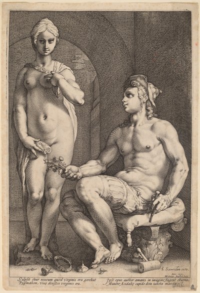 Pigmalion i Galatea autorstwa Hendrik Goltzius