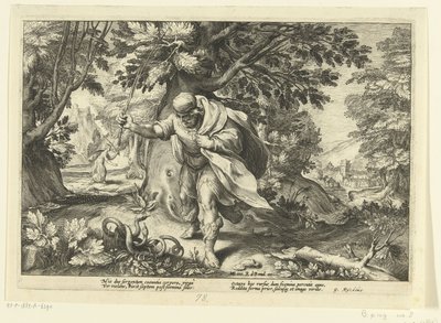 Teiresias pokonuje dwa godowe węże, z Metamorfoz Owidiusza autorstwa Hendrik Goltzius