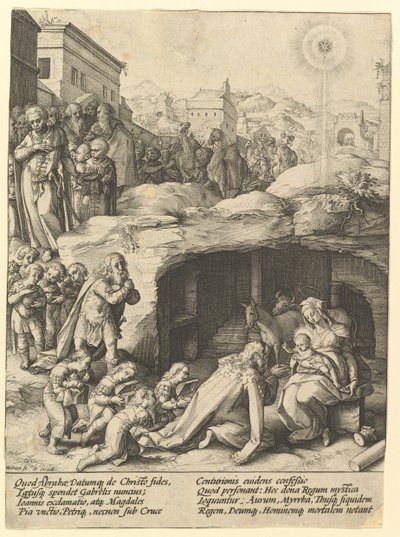 Adoracja Trzech Króli, ca. 1585. autorstwa Hendrik Goltzius