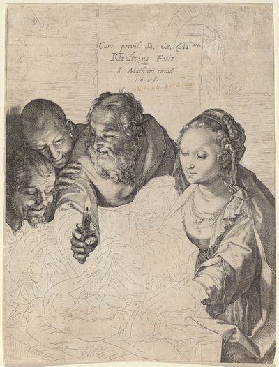 Adoracja pasterzy autorstwa Hendrik Goltzius