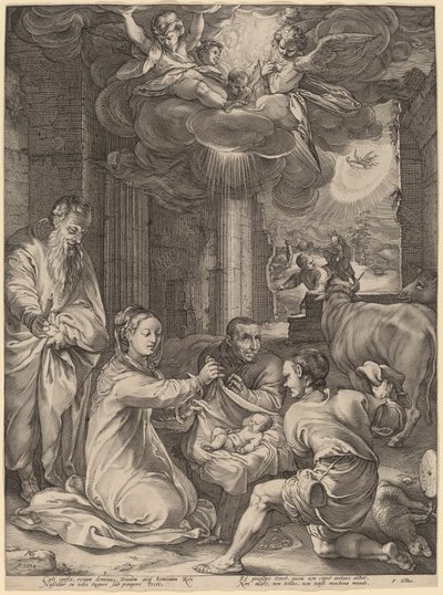 Adoracja pasterzy autorstwa Hendrik Goltzius
