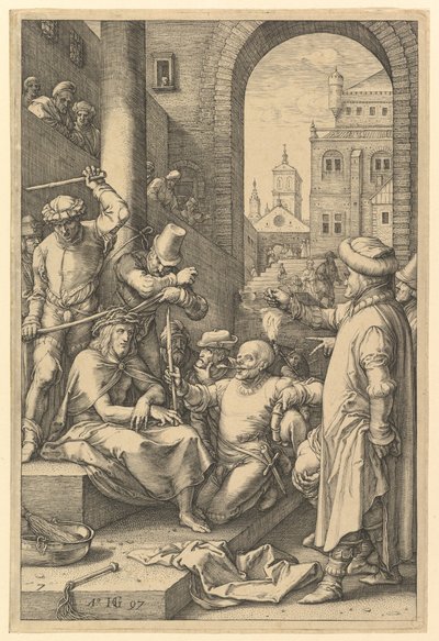 Ukoronowanie cierniem z Męki Pańskiej, 1597. autorstwa Hendrik Goltzius