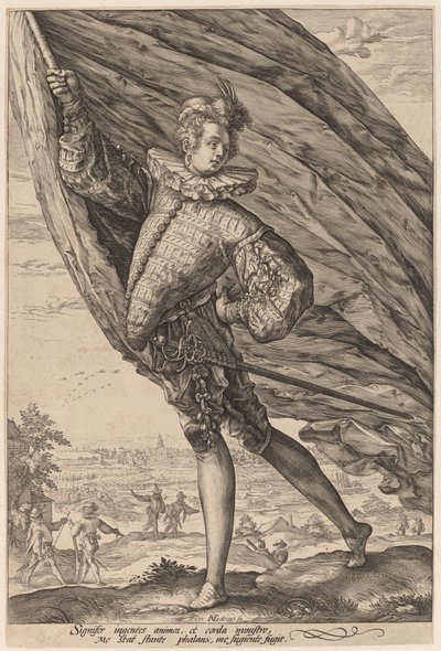 Chorąży, zwrócony w lewo autorstwa Hendrik Goltzius