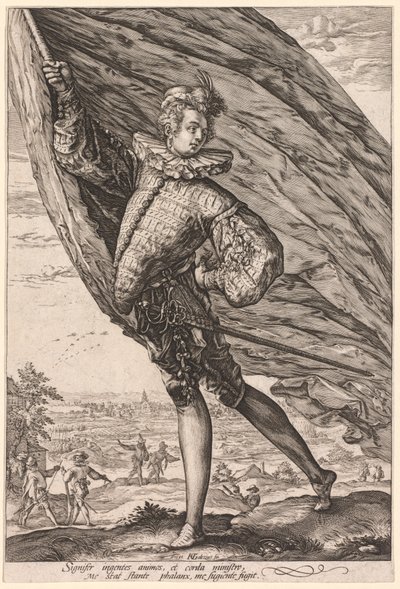 Chorąży, zwrócony w lewo, 1587. autorstwa Hendrik Goltzius