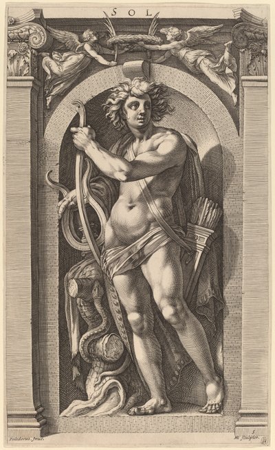 Sol lub Apollo autorstwa Hendrik Goltzius after Polidoro da Caravaggio