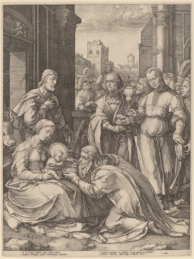 Pokłon Trzech Króli autorstwa Hendrik Goltzius in the style of Lucas van Leyden