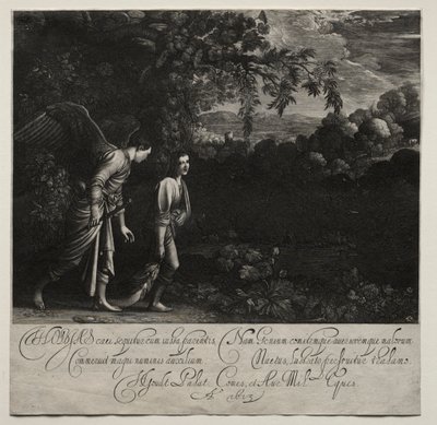 Tobiasz i Anioł (duży talerz) autorstwa Hendrik Goudt