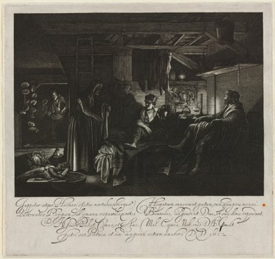 Jowisz i Merkury w Domu Filemona i Baucis autorstwa Hendrik Goudt after Adam Elsheimer