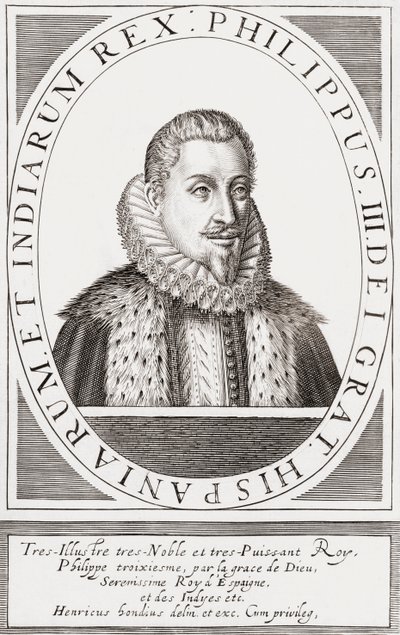 Król Hiszpanii Filip III i jako Filip II król Portugalii, autorstwa Hendrik I (after) Hondius