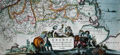 Kartusz z mapą przebiegu Renu, z 