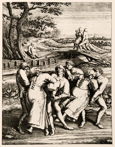 Tańcząca Dżuma, Strasburg, Alzacja. 1518 autorstwa Hendrik I Hondius