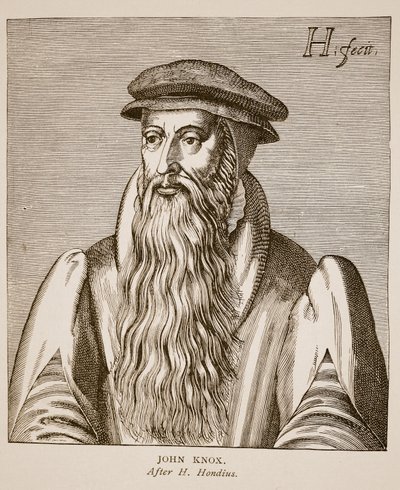 John Knox, z „Effigies” Jacobusa Verheidena, 1602 (zdjęcie w sepii) autorstwa Hendrik I Hondius