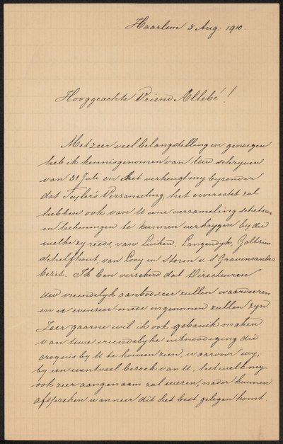 List do Augusta Allebé .a autorstwa Hendrik Jacobus Scholten