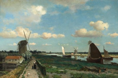 Pociągnij vliet, 1870 autorstwa Hendrik Johannes Weissenbruch