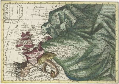 Mapa Europy, pokolorowana jako królowa Europa według najnowszego podziału (tytuł na przedmiocie) autorstwa Hendrik Kloekhoff
