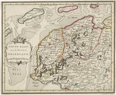 Mapa Fryzji Nowa mapa prowincji Fryzja (tytuł na obiekcie) autorstwa Hendrik Kloekhoff