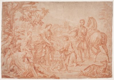 Romulus i Remus (Livy 1, 4). Studium po Carlo Marattis maleri i Sanssouci, Poczdam (udf. 1692 dla Niccolo Maria Pallavicini) autorstwa Hendrik Krock