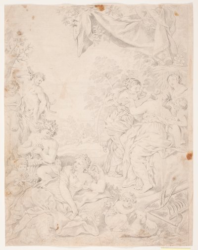 Solvalderen. Studie efter Pietro da Cortona kompozycja i Sala della Stufa, Palazzo Pitti, Florencja autorstwa Hendrik Krock