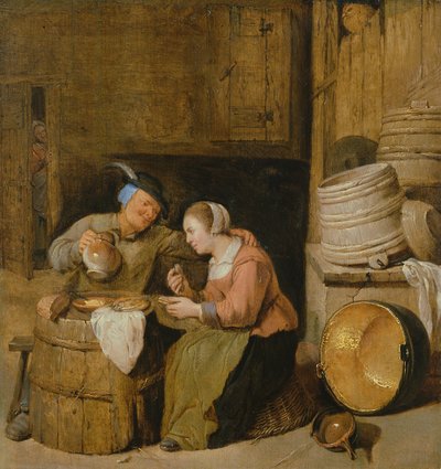 Scena wewnętrzna z dwoma chłopami autorstwa Hendrik Martensz Sorgh