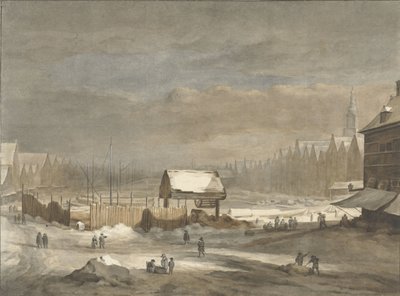 Damrak zimą autorstwa Hendrik Pothoven