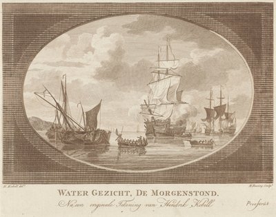 Statki na spokojnych wodach Water Face, De Morgenstond (tytuł na obiekcie) autorstwa Hendrik Roosing