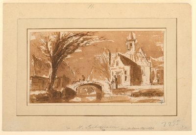 Rysunek, Miasto nad kanałem, 1750-70 autorstwa Hendrik Spilman