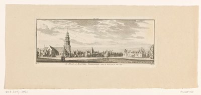 Widok IJsselsteina, 1774 Miasto i zamek Ysselstein widziane za bramą Yssel. 1744 (tytuł na obiekcie) autorstwa Hendrik Spilman