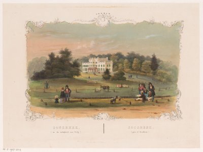 Widok na posiadłość Sonsbeek Sonsbeek (w pobliżu Velp) (tytuł na obiekcie) Arnhem (tytuł serii na obiekcie) autorstwa Hendrik Wilhelmus Last (attributed to)