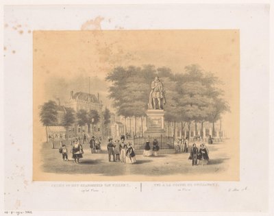 Widok na plener w Hadze z pomnikiem Willema I Widok pomnika Wilhelma I na placu (tytuł na obiekcie) autorstwa Hendrik Wilhelmus Last (attributed to)