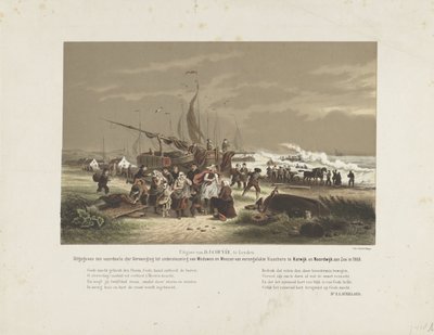 Scena na plaży z żałobnymi żonami rybaków, 1868 autorstwa Hendrik Wilhelmus Last