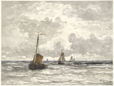Łodzie rybackie na łamaczach autorstwa Hendrik Willem Mesdag