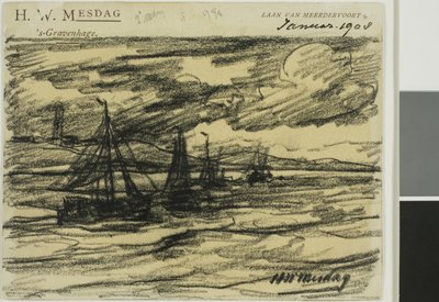 Statki na morzu autorstwa Hendrik Willem Mesdag