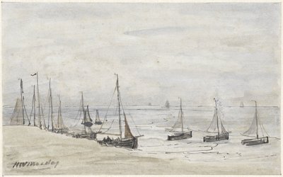 Palce wędkarskie na plaży autorstwa Hendrik Willem Mesdag