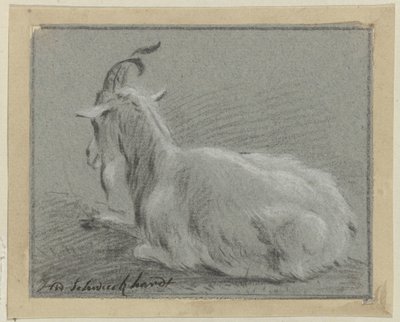 leżąca koza autorstwa Hendrik Willem Schweickhardt (signed by artist)