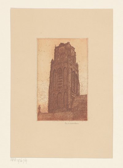 Studium wieży kościelnej autorstwa Hendrik de Boer (signed by artist)