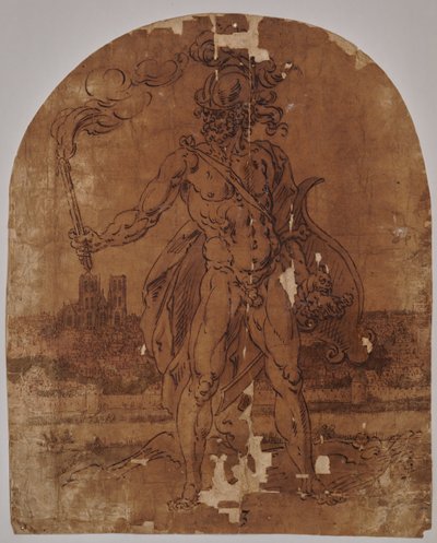 Mars stojący poza murami Brukseli autorstwa Hendrik de Clerck