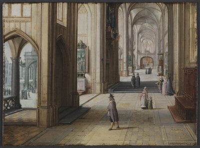 Wnętrze gotyckiego kościoła patrzącego na wschód autorstwa Hendrik van II Steenwijck