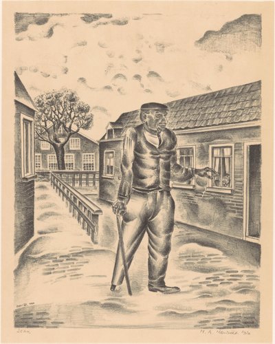 Mężczyzna z drewnianą nogą i laską autorstwa Henk Henriët (signed by artist)