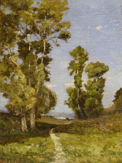 Droga prowadząca do jeziora (olej na płótnie) autorstwa Henri-Joseph Harpignies