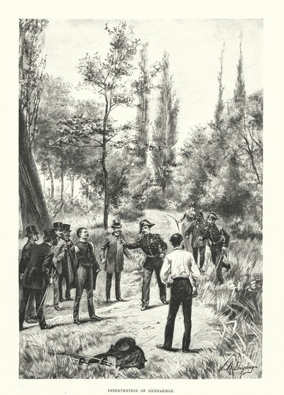 Interwencja żandarmów (rycina) autorstwa Henri-Louis Dupray