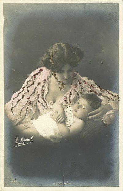 Dziecko z matką (zdjęcie kolorowe) autorstwa Henri (after) Manuel