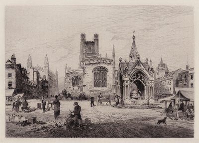 Cambridge: Market Hill (akwaforta) autorstwa Henri (after) Toussaint