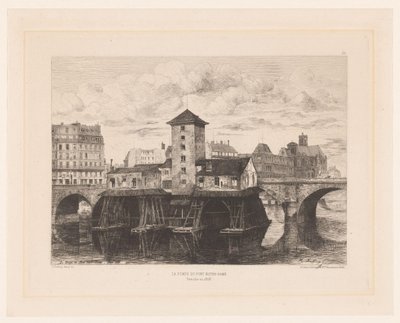 Gezicht op de Pont Notre-Dame Pompa Pont Notre Dame (tytuł na obiekcie) L