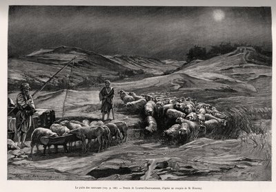 Przyczepa dobrze. Grawer Laurenta Desrousseaux ilustrujący opowiadanie „A travers la Perse meridionale” C.Babina i F.Houssay, w 1885 r. w Le tour du Monde 1892 w reżyserii Edouarda Chartona (1807-1891), Hachette, Paryż. autorstwa Henri Alphonse Louis Laurent Desrousseaux