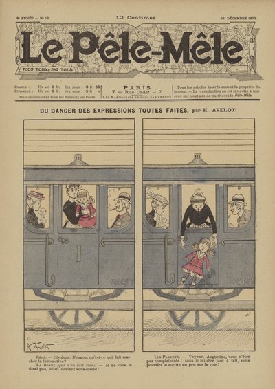 Od niebezpieczeństwa gotowych wyrażeń. Ilustracja do Le Pele-Mele, 1902 autorstwa Henri Avelot