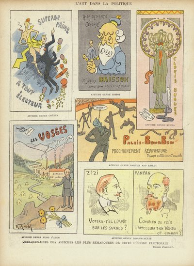 Wyimaginowane francuskie plakaty wyborcze, ilustracja do Le Rire autorstwa Henri Avelot