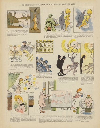 Szczęśliwy wpływ alkoholizmu na sztukę. Ilustracja do Le Rire autorstwa Henri Avelot