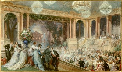 Kolacja daje Tuileries przez Napoleona III. Przyjęcie w Drugim Cesarstwie. Akwarela Barona Henri Barona (1816-1885). 19 wiek. Compiegne, Musee National Du Chateau autorstwa Henri Baron