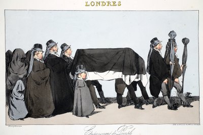 Internowanie ludowe, ilustracja z filmu „Londres” Henri Monniera, wyd. Paryż, ok.1828 (ręcznie kolorowana lito) autorstwa Henri Bonaventure Monnier