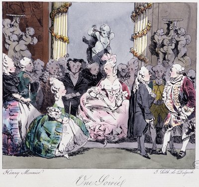 Une soiree (XVIII wiek) - w „”Dawniej i dziś” Henri Monniera, wyd. Delpech autorstwa Henri Bonaventure Monnier
